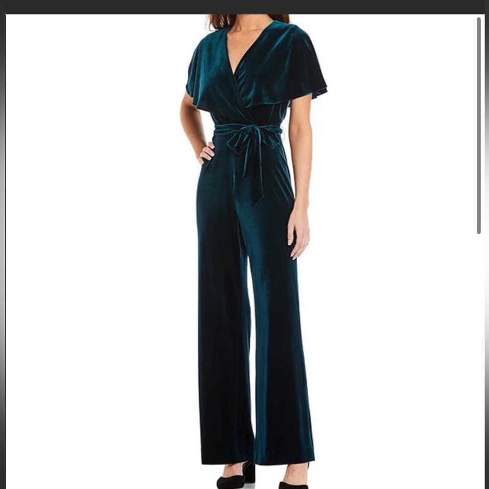 Alex Marie Velvet Emerald Green Jumpsuit